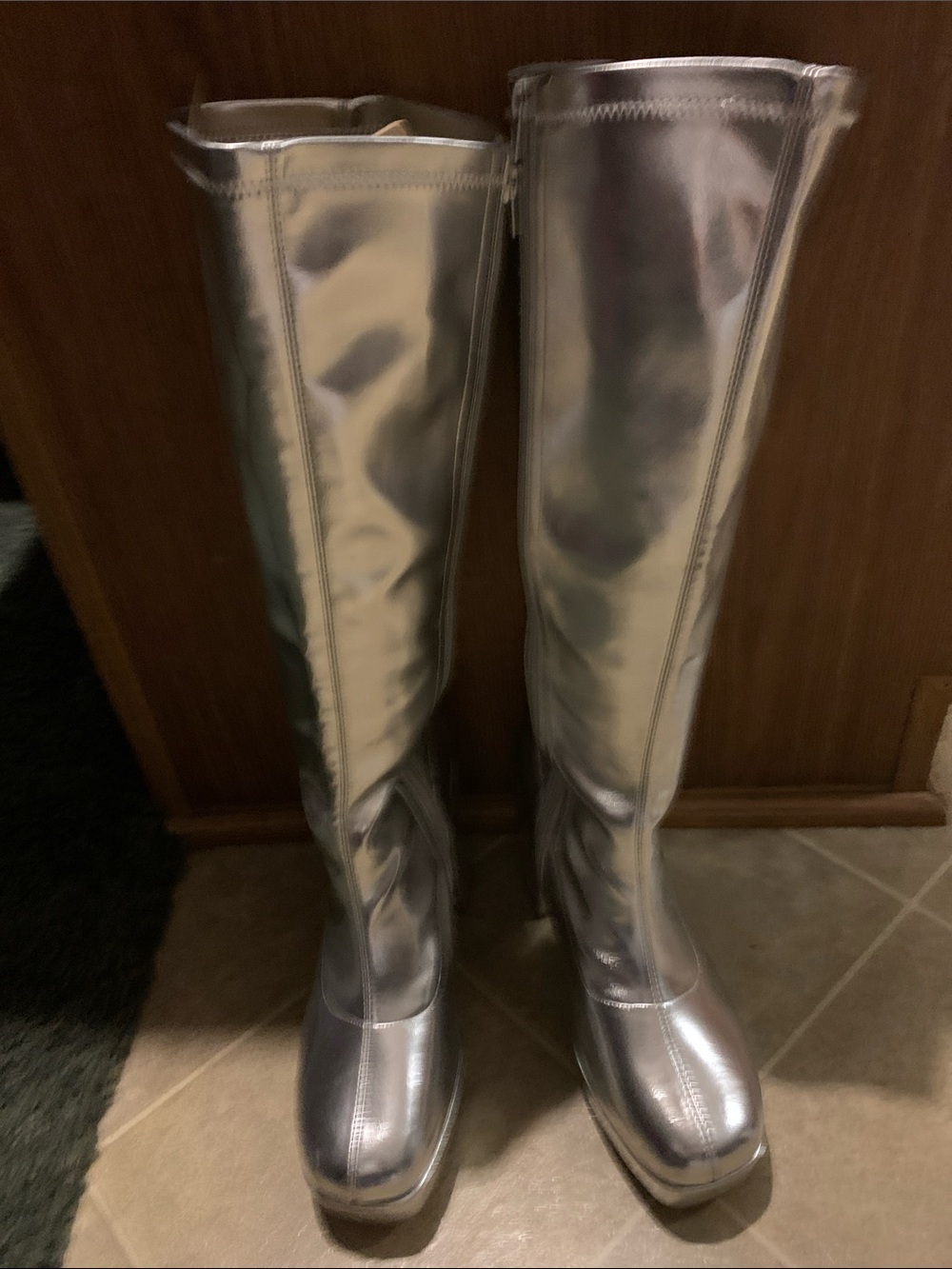 Silver Metallic Knee-High Boots Size 11